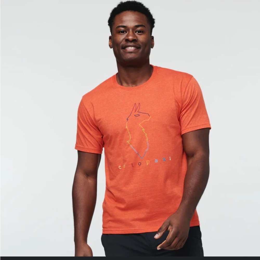 Cotopaxi Electric Llama T Shirt Mens Orange short sleeve top Sz M